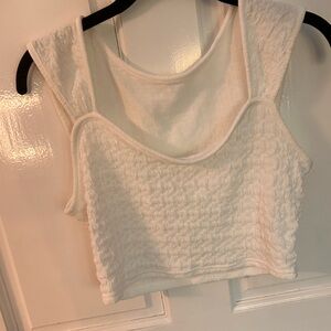 White Textured Women's Crop Top